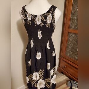 Floral Black and White Women's Dress
